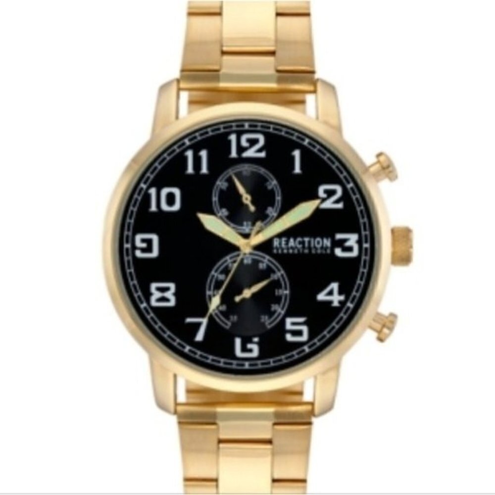 Kenneth Cole Reaction Men's Gold-Tone Metal Bracelet Watch, 46mm